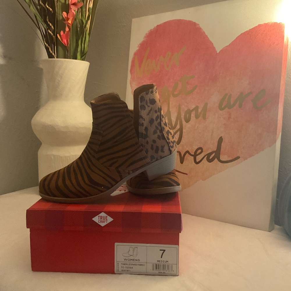 True Craft Brown Zebra and Leopard Print Boots